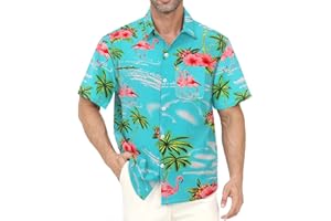 GAVLIUU Hawaiian Shirt for Men with Pocket - Button Down Wrinkle-Resistant for Beach, Pool Parties (S-4XL)