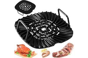 BRENSTEN Ceramic Coated Cast Aluminum Grill Griddle Compatible With Ninja Foodi Indoor Grill AG300 and AG400 Series - Non Stick Griddle Grill Grates Replacement – Premium Ceramic Air Fryer Grill with Handles
