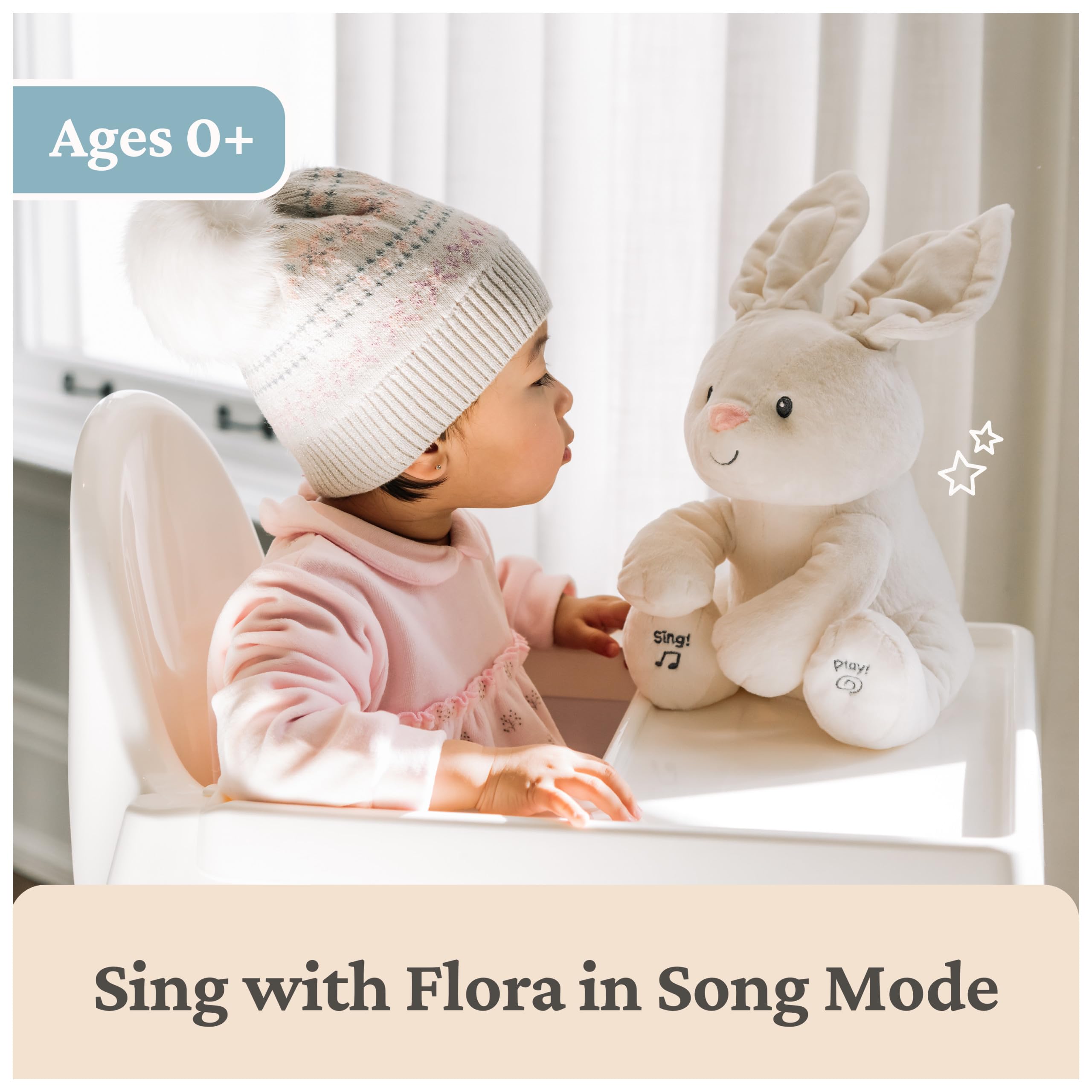 GUND Baby Flora The Bunny Animated Plush, Singing Stuffed Animal Toy for Ages 0 and Up, Cream, 12