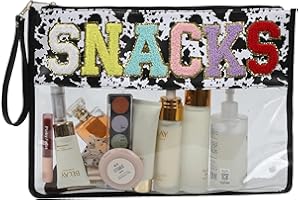 XinblueCo Clear Chenille Letter Bag Clear Purse Clear Makeup Letter Bag Multi-purpose PVC Travel Patch Pouch Stadium Purse for Travel,Gym,Beach