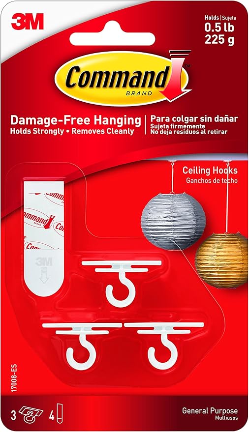 Amazon Com Command Hooks Ceiling Light Multicolour 9 8 X 17 2 X