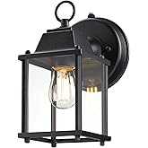 LIT-PaTH Dusk to Dawn Outdoor Wall Lantern, Wall Sconce Waterproof Porch Lighting Fixture, E26 Base, Aluminum Housing with Gl