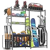 organizelink Garage Sports Equipment Organizer, Strong Load Bearing Golf Bag Organizer, Multi Use Golf Ball Rack Basketball Rack for Sports Gear and Outdoor Toy Ball Storage