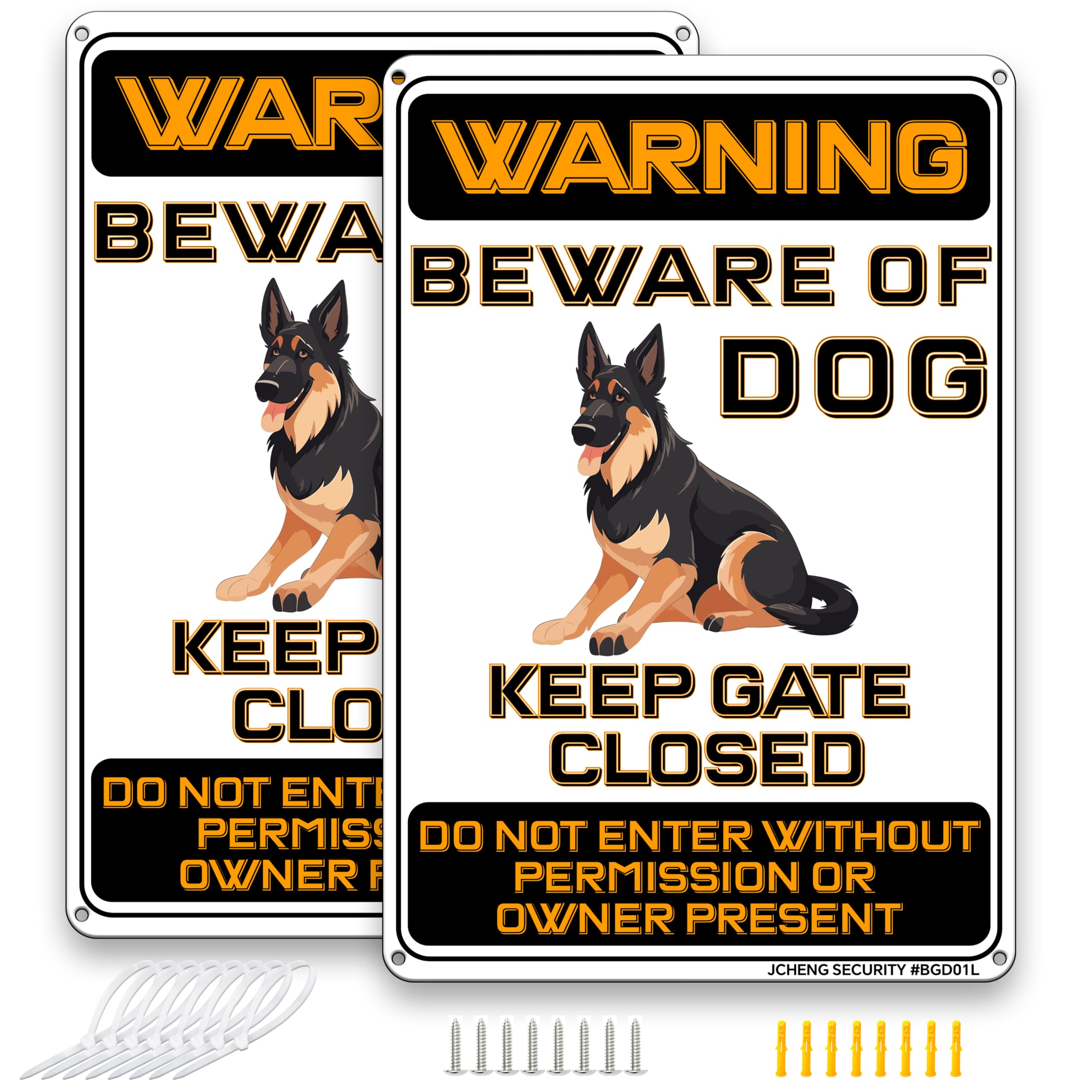 Beware of Dog Signs Aluminum Sign 12x8 Inch 2pack with Mounting Hardware for Home Farm Yard Garden Wall Decor Do Not Enter Keep Out Sign Black