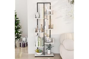 Gadroad 8 Tier Tree Bookshelf, Industrial Wood Bookshelf with Stable Metal Frame, Open Display Rack Bookcase for Living Room,