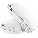 MZOIMZO Luxury Comfy Hotel Collection Bed Pillows for Sleeping- Firm Standard Size Set of 2, Gusseted Cooling Side Mesh Design with Premium Down Alternative Filling for Back, Stomach or Side Sleepers