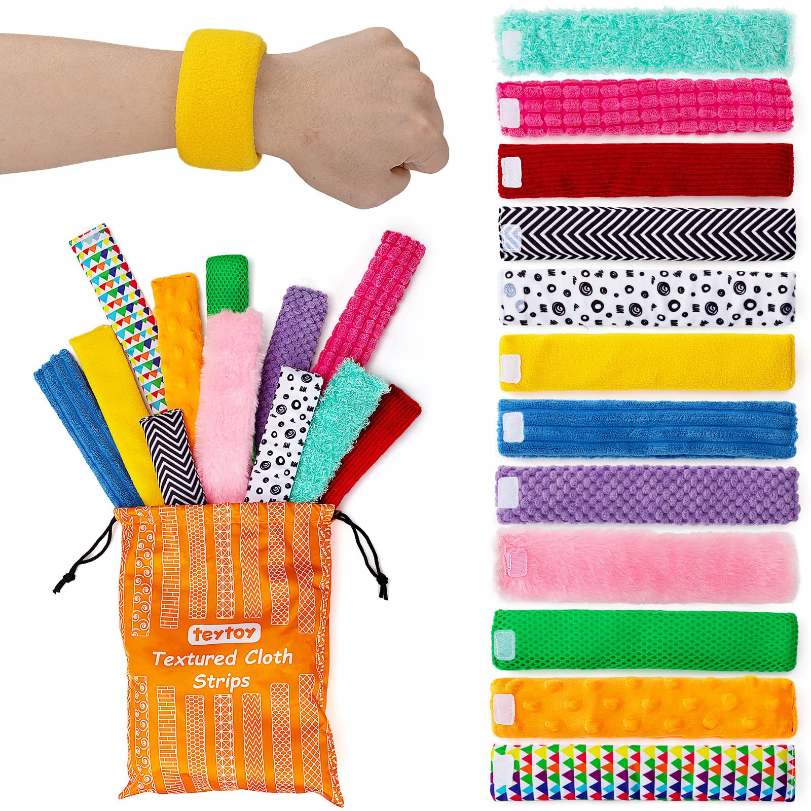 Texture Sensory Strips, Set of 12 Fidget Toys for Autism, Anti-Anxiety Stress Relief