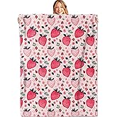 MIEPOS Strawberry Throw Blanket,50x60in,Soft,Lightweight Flannel,Sweet Fruit Lovers Floral Blankets - Gifts for Kids Boys Girls,for Couch Office Travel,Home Living Room Modern Decor