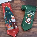 Udewo 2PCS Christmas Ties Santa Claus Snowflake Necktie Men Boys Festive Party view 3
