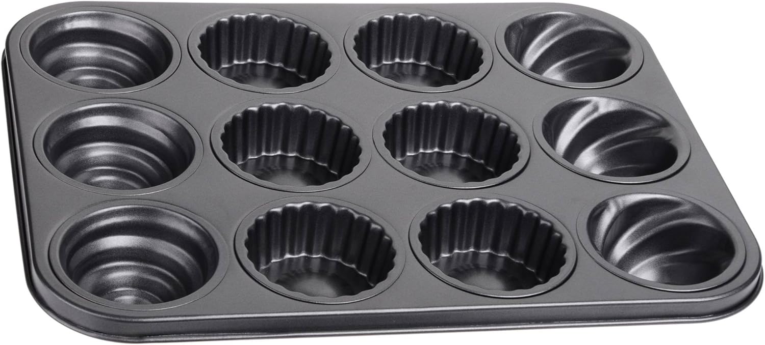 Carbon Steel Non Stick Filled Cupcake Tin Makes 6 Mini Sandwich Cakes with Swirled Design Tops
