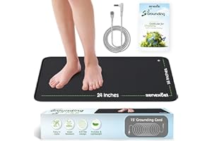 Zenexcel Grounding Mat for Feet - 24"x16" Premium Conductive Carbon Earthing Pad to Support Sleep, Energy, Relaxation, Balance & Wellness w/ 15ft Grounding Cord - Earthing Indoors Home, Office, Desk