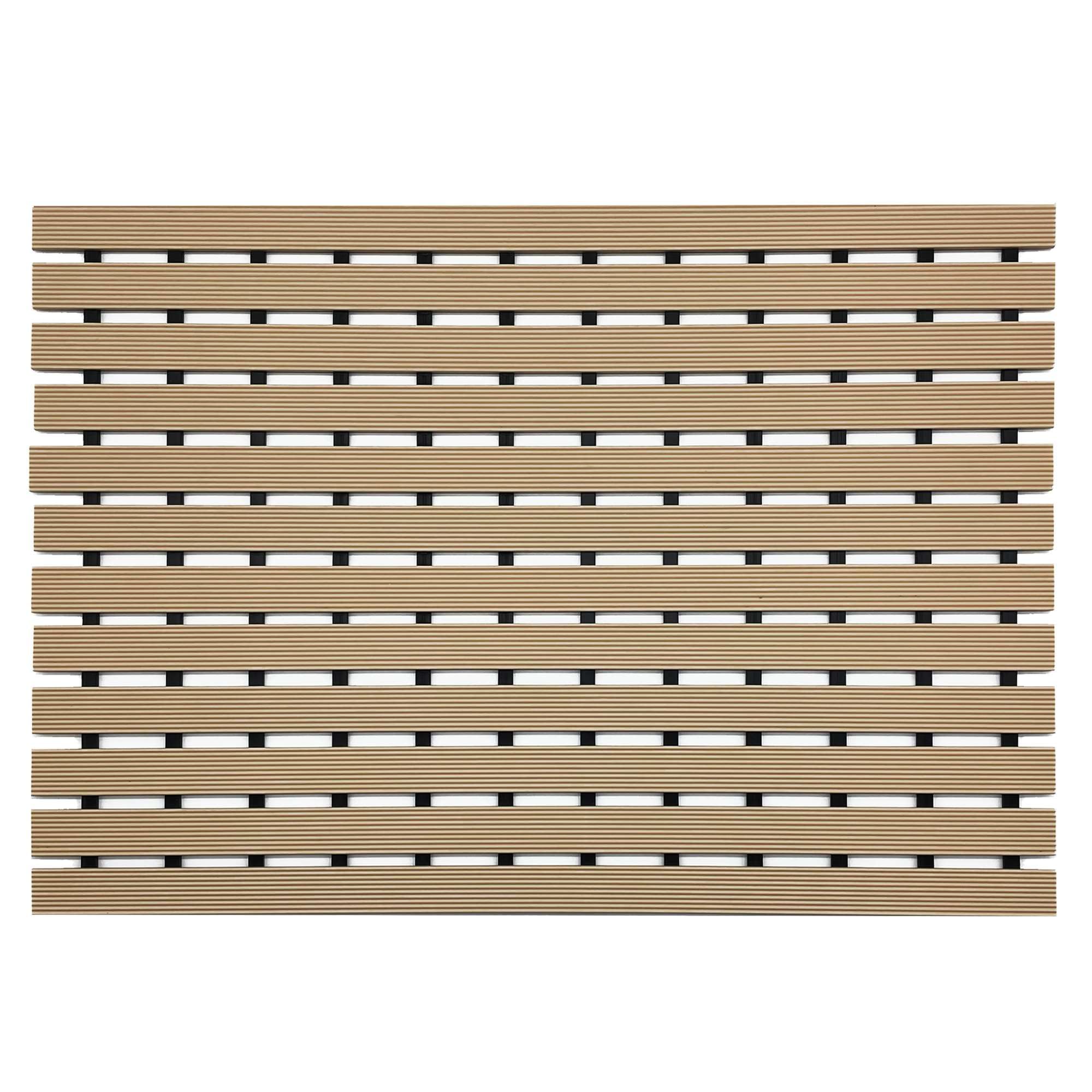 Nicoman Shower Drying Mat Non-Slip Bath Drainage Matt Slatted Duckboard Design| BEIGE - (61x43cm / 24x17 inches)