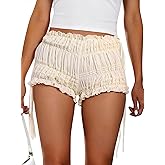 SOFIA'S CHOICE Women Ruffle Shorts Low Elastic Waisted Pleated Mesh Bloomers Mini Shorts