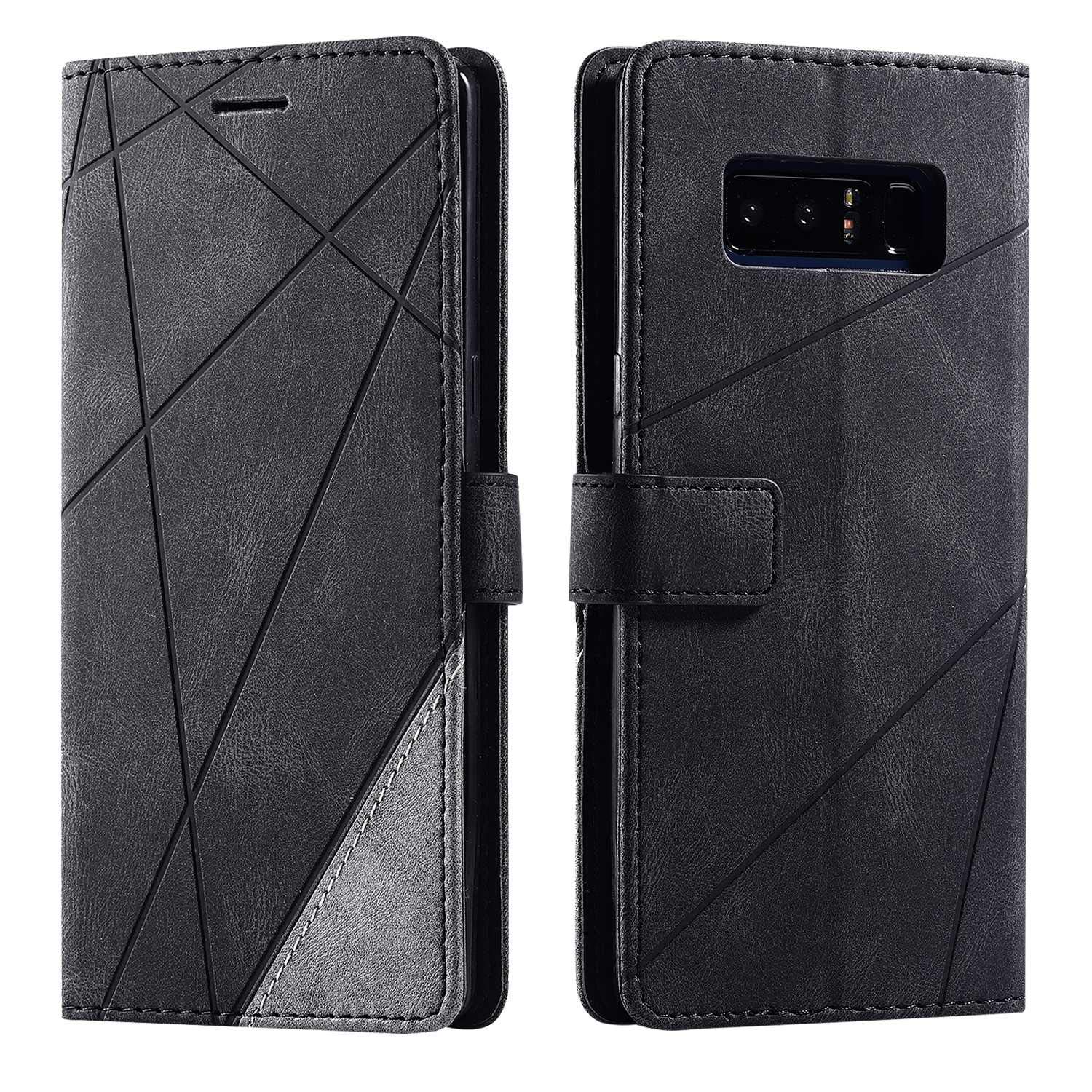 SONWO Case for Galaxy Note 8 Case, Premium Leather Flip Wallet Case Magnetic Closure Card Slots Kickstand Phone Case for Samsung Galaxy Note 8, Black