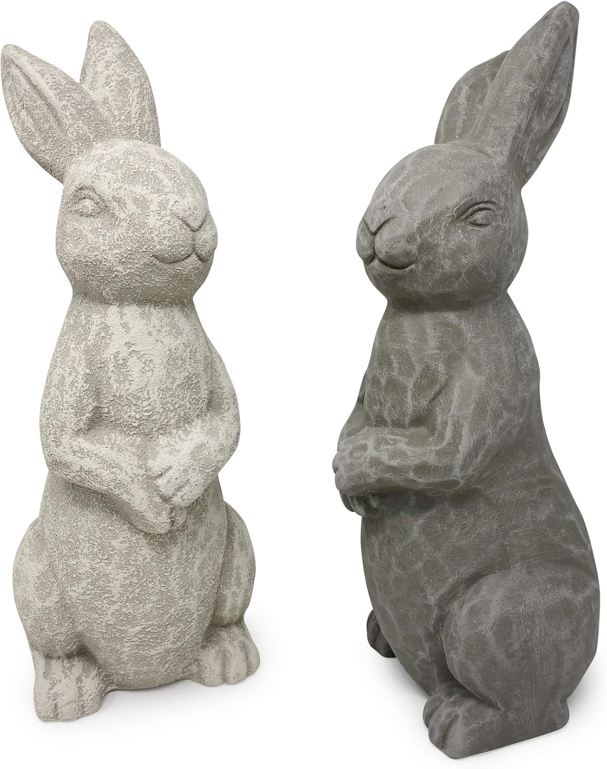 Elly Décor 14 Inch Tall Standing Sculpture for Your Patio & Yard, Outdoor Lawn décor, Cute Ceramic Figurine Garden Rabbit Bunny Statue, White Cantera : Garden & Outdoor