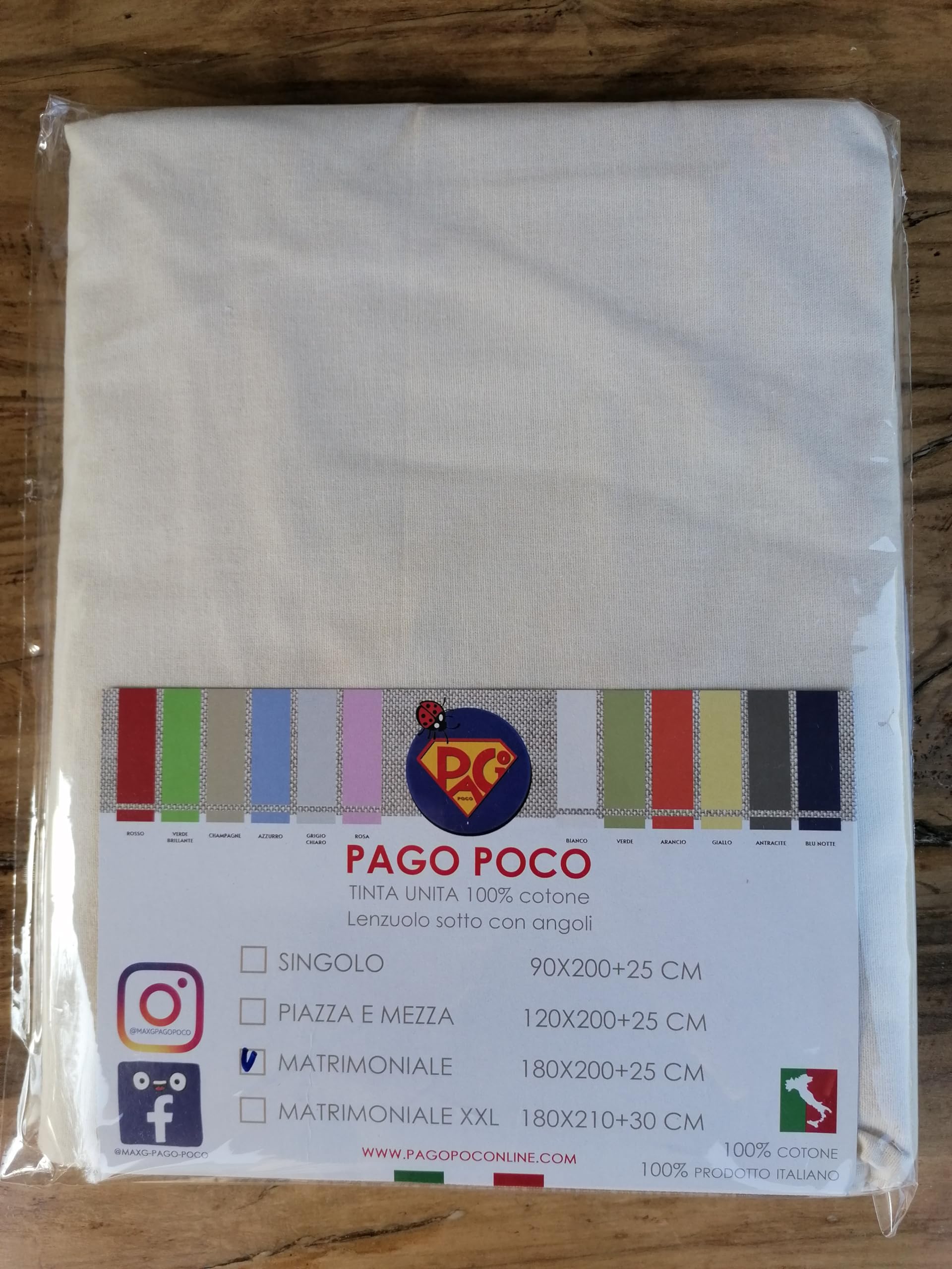 I pay little I pay little Flannel fitted sheet for a double bed in plain color Size: 180X200+25 100% Cotton in (Beige)