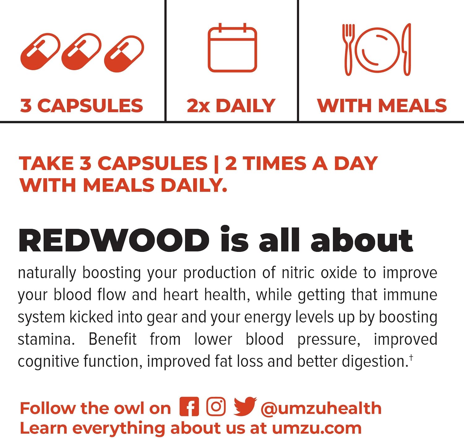 UMZU: Redwood, Nitric Oxide Booster Capsules - 30 Day Supply - N.O. Supplement for Circulatory Support: Health & Personal Care