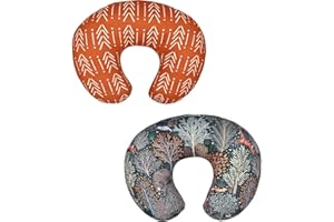 UDERUI KLWJFK 2 Pack Floral Nursing Pillow Cover Slipcover for Breastfeeding Pillows, Soft and Stretchy Safely Breastfeeding Pillow Cover for Girl,Cotton(Multi)