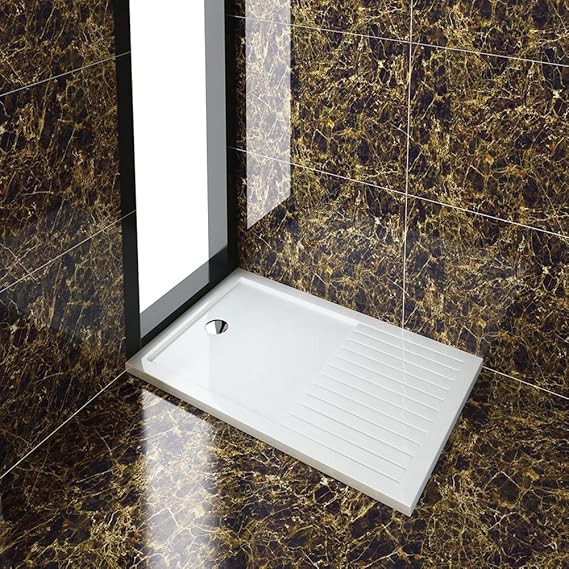 1400x900mm Shower Tray with Drying Area and Waste for Shower Enclosure Cubicle Amazon.co.uk