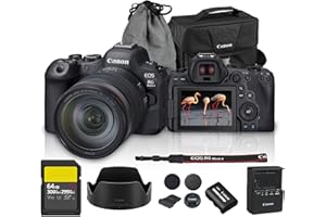 Canon EOS R6 Mark II Mirrorless Camera Kit with RF 24-105mm f/4 Lens | 24.2MP Full-Frame, 4K 60fps, Dual Pixel CMOS AF II, Vlogging & Professional Photography (5666C011) + 64GB Card + Shoulder Bag