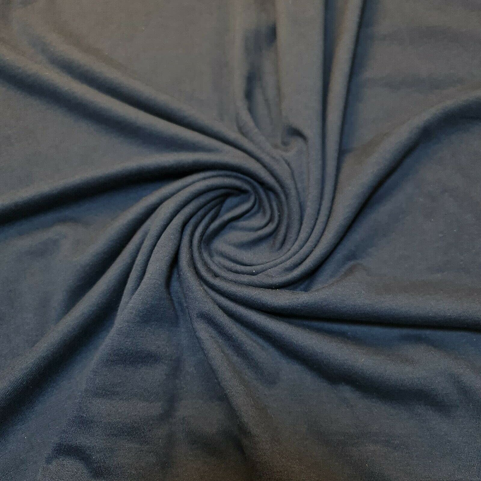 Soft Plain Cotton Jersey Stretch Knit T Shirt Baby Grow Craft Fabric Material 58'' - 150 cm Wide Sold As 1 Meter Pre - Cut Lengths (French Navy) — image 1