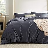 Bedsure Cooling Duvet Cover King Size - Moisture Wicking and Silky Eucalyptus Lyocell Cotton Hybrid Comforter Cover Set for Hot Sleeper - Buttery Soft and Breathable, Cooling Bedding Set, Dark Grey