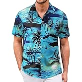 Hawaiian Shirt for Men Short Sleeves Tropical Printed Casual Button Down Summer Beach Floral Shirts