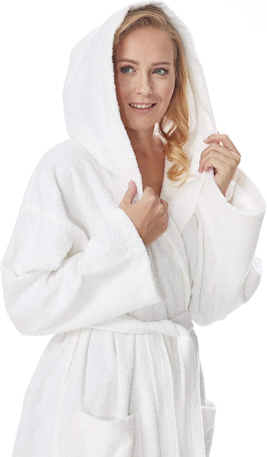 Arus Women's Hooded Classic Bathrobe Turkish Cotton Robe with Full Length Options at  Women’s Clothing store