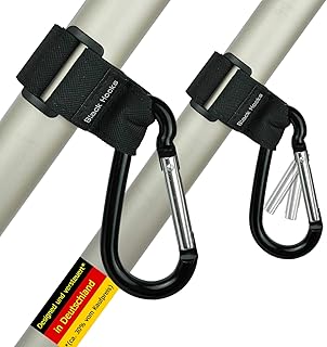 Kinderwagen Haken, Anti-Rutsch Karabiner Kinderwagen Zubehör, Anhänger, Befestigung für Wickeltasche Black Hooks 2er Pack