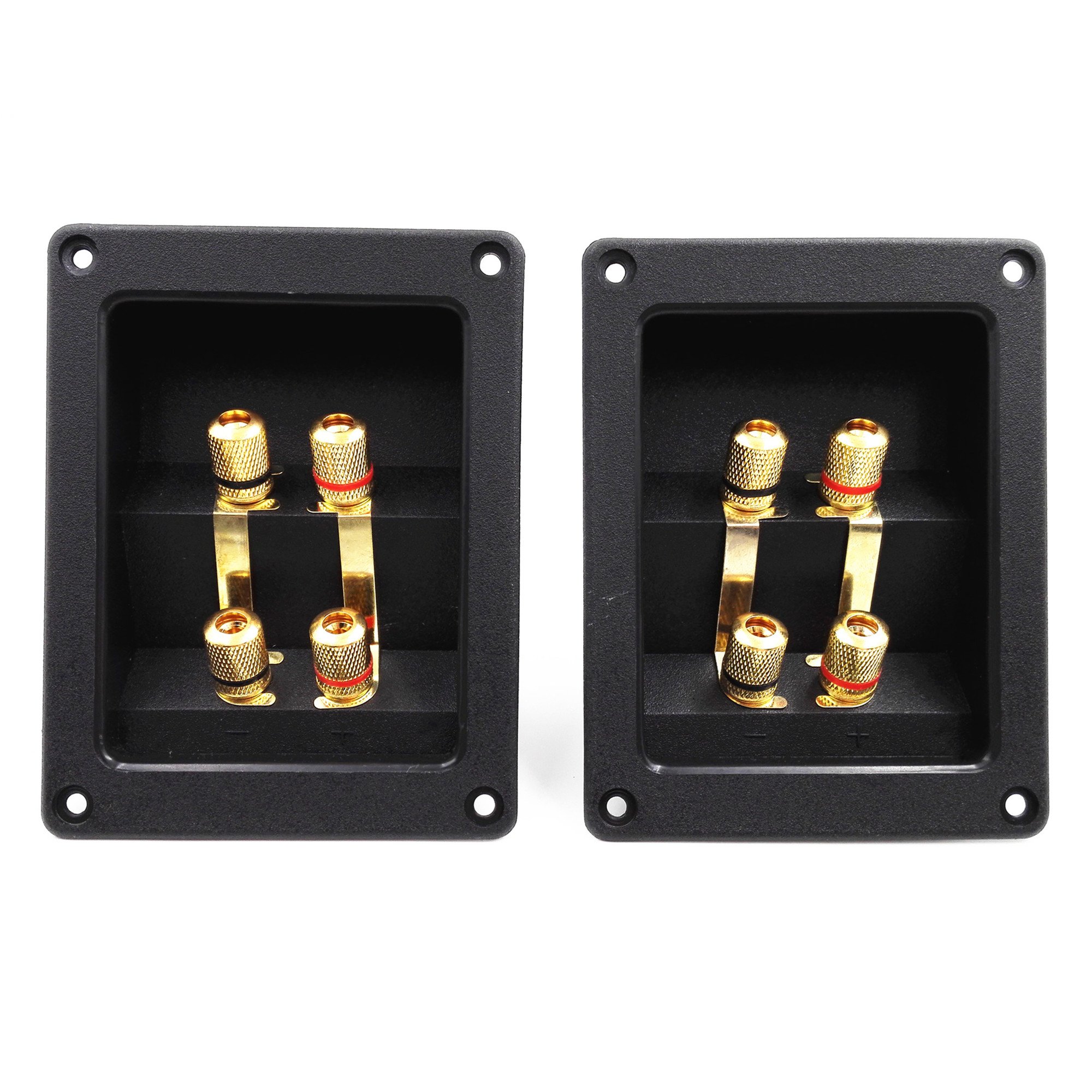 Kalevel 2pcs 4Way Speaker Box Terminal Cup Connector Plate Home Car Stereo 4Way Speaker