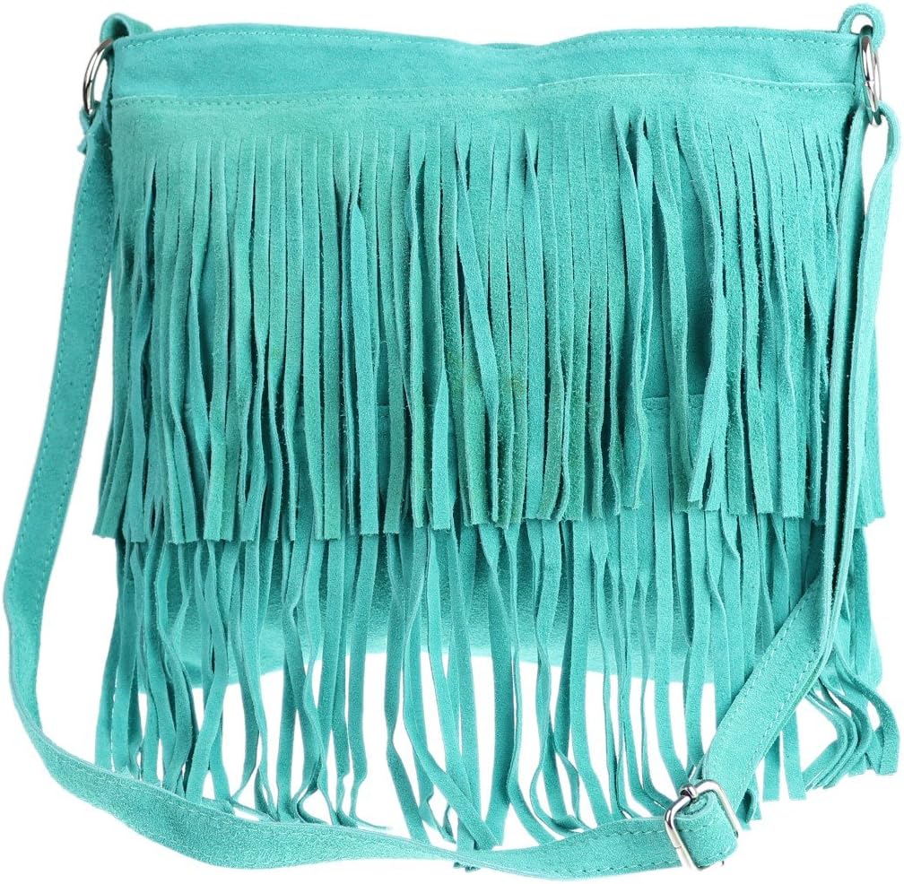 Girly HandbagsWomens Genuine Suede Real Leather Crossbody Fringe Large Messenger Shoulder Bag Slouch