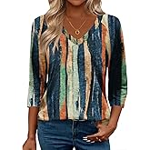 Zeagoo 3/4 Length Sleeve Womens Tops Casual V Neck Shirts Soft Basic Tees Business Work Blouses