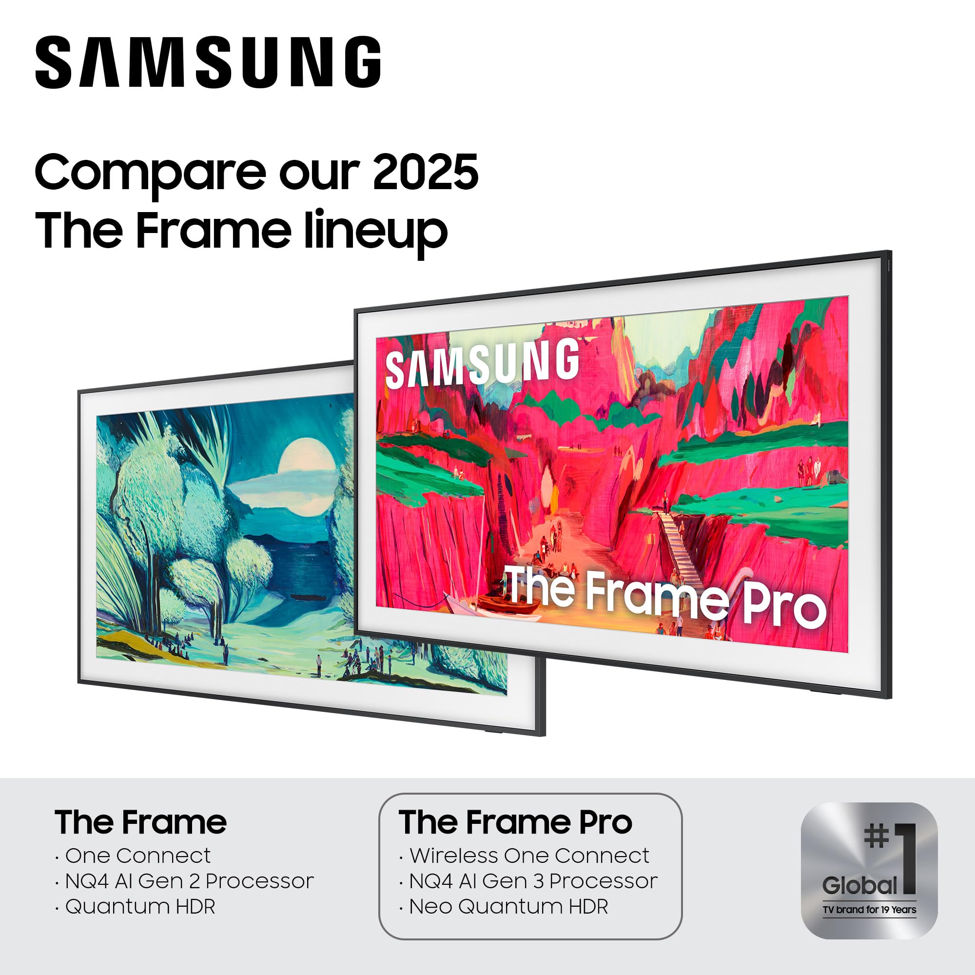Samsung 65-Inch Class The Frame Pro LS03FW 4K Neo QLED Mini LED Smart TV (2025 Model) Modern Frame Design with Wireless One Connect, NQ4 AI Gen3 Processor, Art Mode, Samsung Vision AI, Alexa Built-in