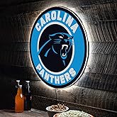 Team Sports America Evergreen NFL Carolina Panthers | Ultra-Thin LED Light Wall Sign Decor | 23 Inch Round | Made in the USA