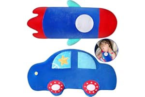 LENWEN 2 Pcs Seat Belt Pillow for Kids Seatbelt Cover for Kids Boys Girls Seatbelt Cushion Car Seat Pillow for Toddler Car Strap Covers Pillows for Kids Travel Sleep Neck Head Support Pad(Rocket, Car)