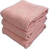 Serafina Home Light Pink Kitchen Hand Dish Towels: Oversized 28" x 18",100% Cotton Cloth Soft Cleaning Drying Absorbent Textured Design, Set of 3 Multipurpose for Everyday Use (Pink)