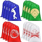 Tondiamo 32 Pcs Baseball Party Favor Bag Kids Drawstring Baseball Bag, Non Woven Goodie & Treat Pack for Ball Themed Birthday Sports Party Gift, 12.6 x 8.7 Inches