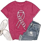 Breast Cancer Shirts for Women Pink Ribbon Breast Cancer Awareness T-Shirt Short Sleeve Tee Tops