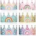 Kathfly Rainbow Birthday Party Hats Rainbow Crown Headbands for Kids Birthday, Event, Rainbow Theme Party Supplies