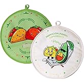 2 PACK Tortilla Warmers, Premium Insulated Fabric Pouch, Tortilla Holder, Keeps Tacos, Naan, Pizza Warm (Green+White)