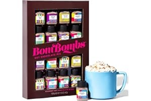 THOUGHTFULLY BomBombs, Hot Chocolate Mix Gift Set in Mini Bottles, Flavors Include Rocky Road, Pumpkin Pie, Chocolate Cherry, Peppermint Swirl, Salted Caramel Donut & More, Sampler Set of 16