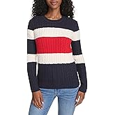 Tommy Hilfiger Womens Cotton Crewneck Cable Sweater