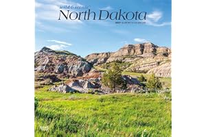 North Dakota Wild & Scenic | 2027 12 x 24 Inch (Hanging) Monthly Square Wall Calendar | Plastic-Free | BrownTrout | USA United States of America Midwest State Nature