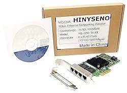 HINYSENO 4 Port RJ-45 10/100/1000Mbps PCI-Express x