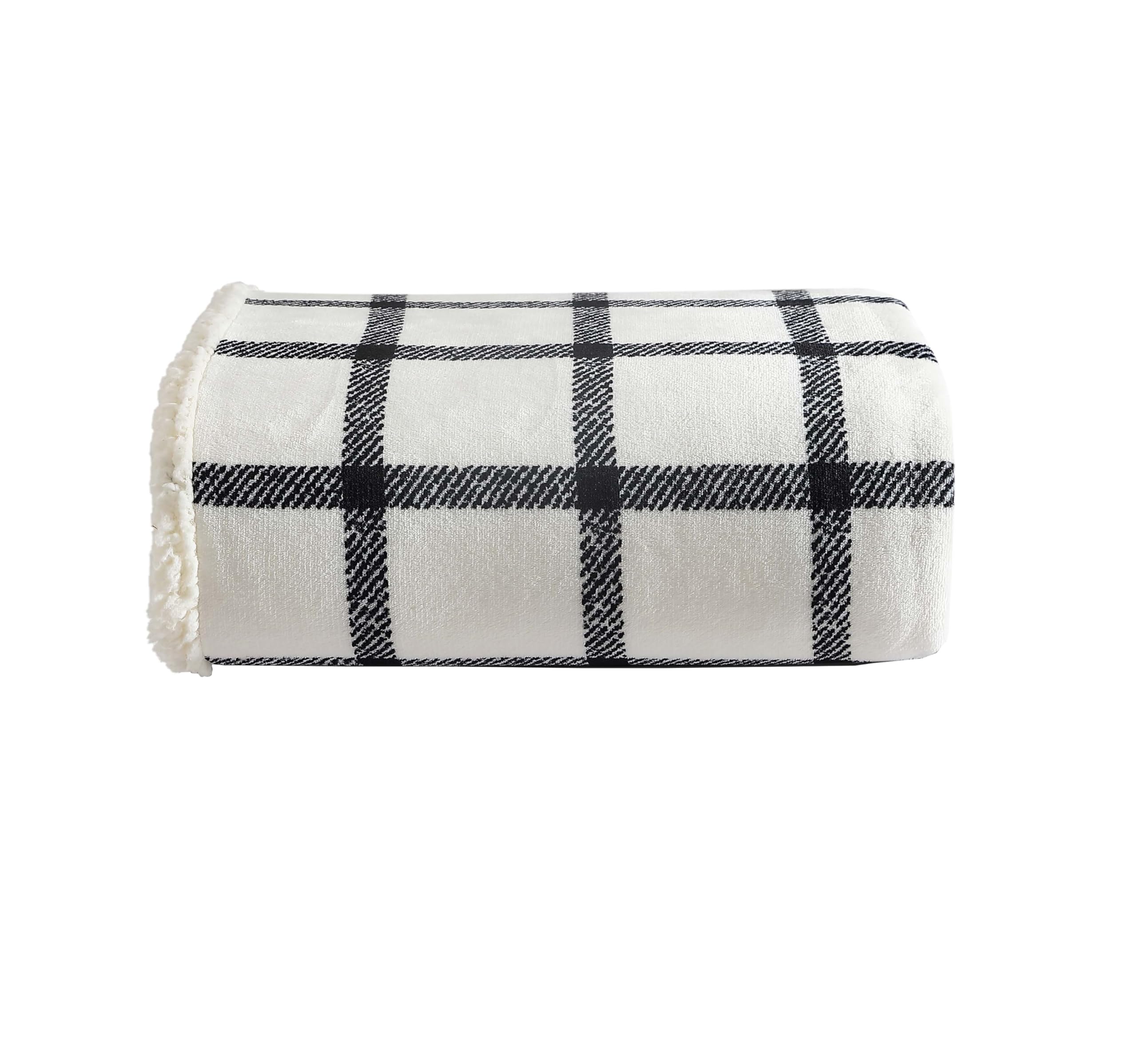 Eddie Bauer - Blanket, Super Soft Reversible Sherpa & Brushed Fleece Bedding, Throw Blankets for Couch, Ideal for Lounging (Bunkhouse Beige/Charcoal)