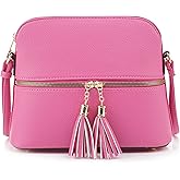 SG SUGU Lunar Lightweight Medium Dome Crossbody Bag Shoulder Bag with Tassel | Zipper Pocket | Adjustable Strap