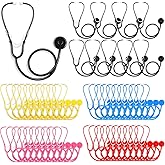 Leitee 50 Pcs Kids Stethoscope Toy for School Role Play, Multi Color | Disposable Stethoscope Bulk Real Working, Doctor Nurse Cosplay, Classroom Party Favor, Medical Pretend Game Prop Accessories