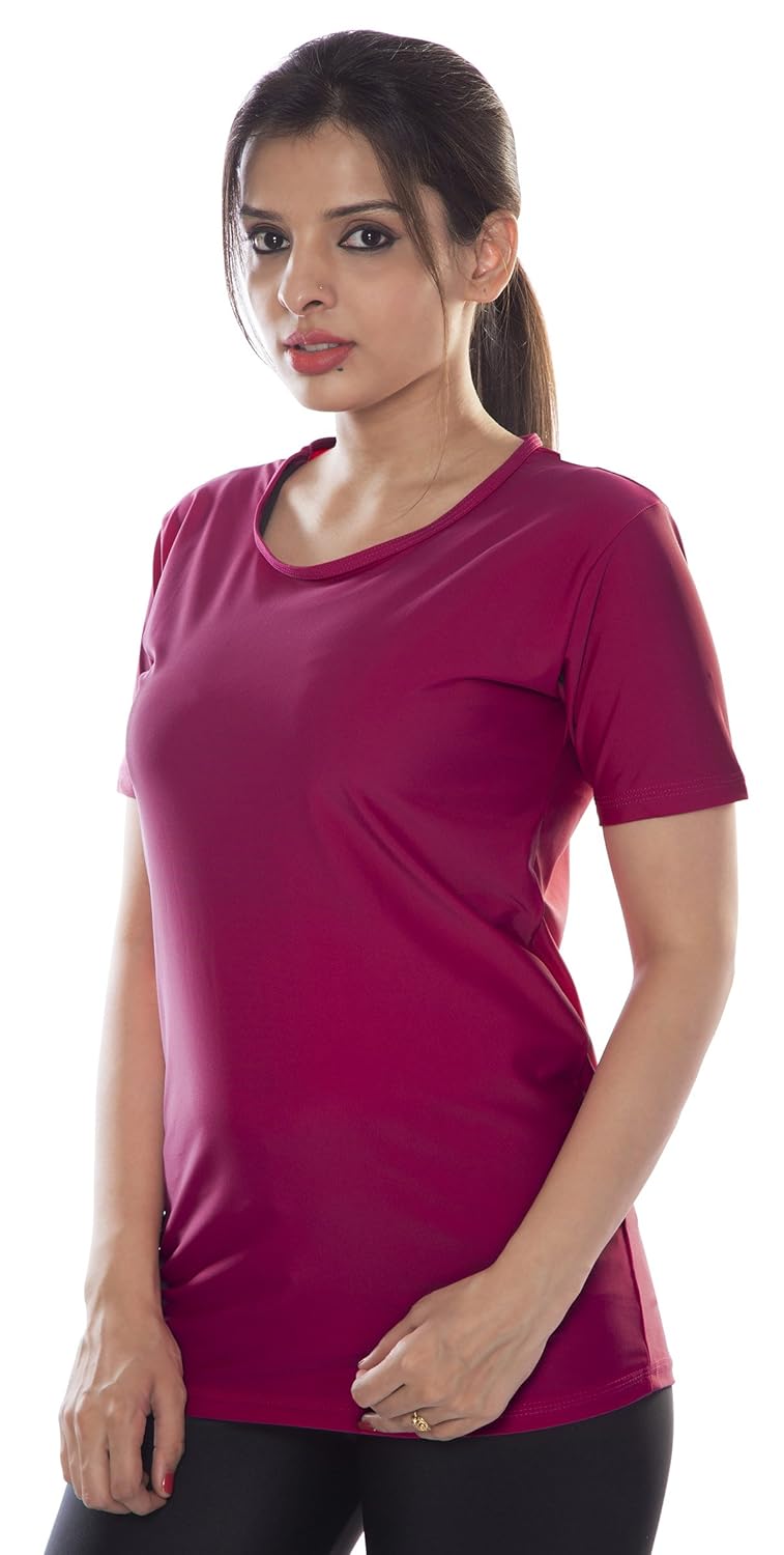 carrel women's nylon lycra fabric swimwear t-shirt (agspl-3545)