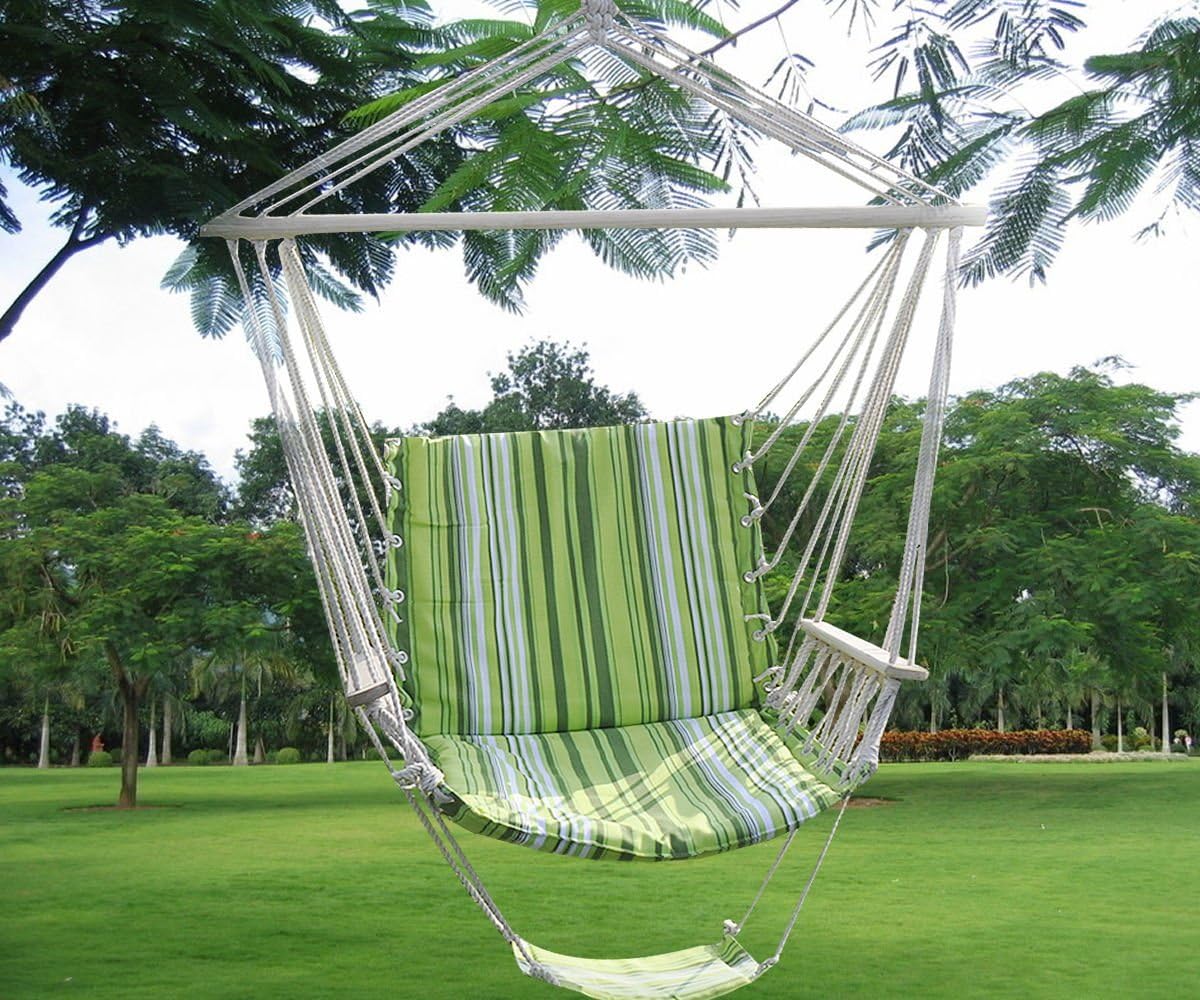 Green Leisure Swing Hammock Hanging Outdoor Chair Garden Patio Yard 260Lbs Max