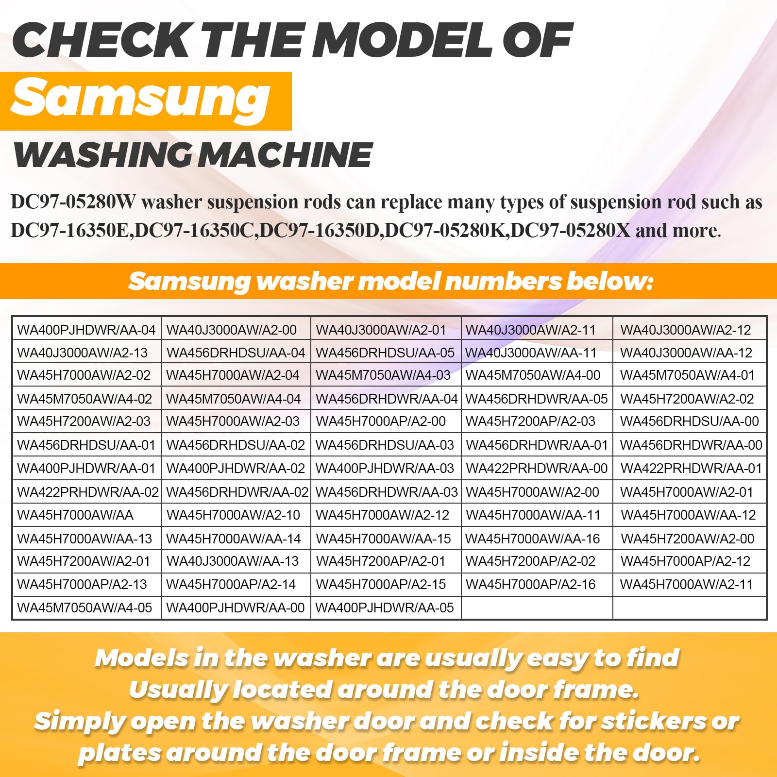 WA50R5200AW/US WA50R5400AV/US WA45N3050AW/A4 WA45T3200AW/A4 WA5451ANW/XAA DC97-05280W Washer Suspension Rods Fit for Samsung Suspension Rods wa45h7200aw/a2 wa456drhdsu/aa wa45h7000aw/02 by Techecook
